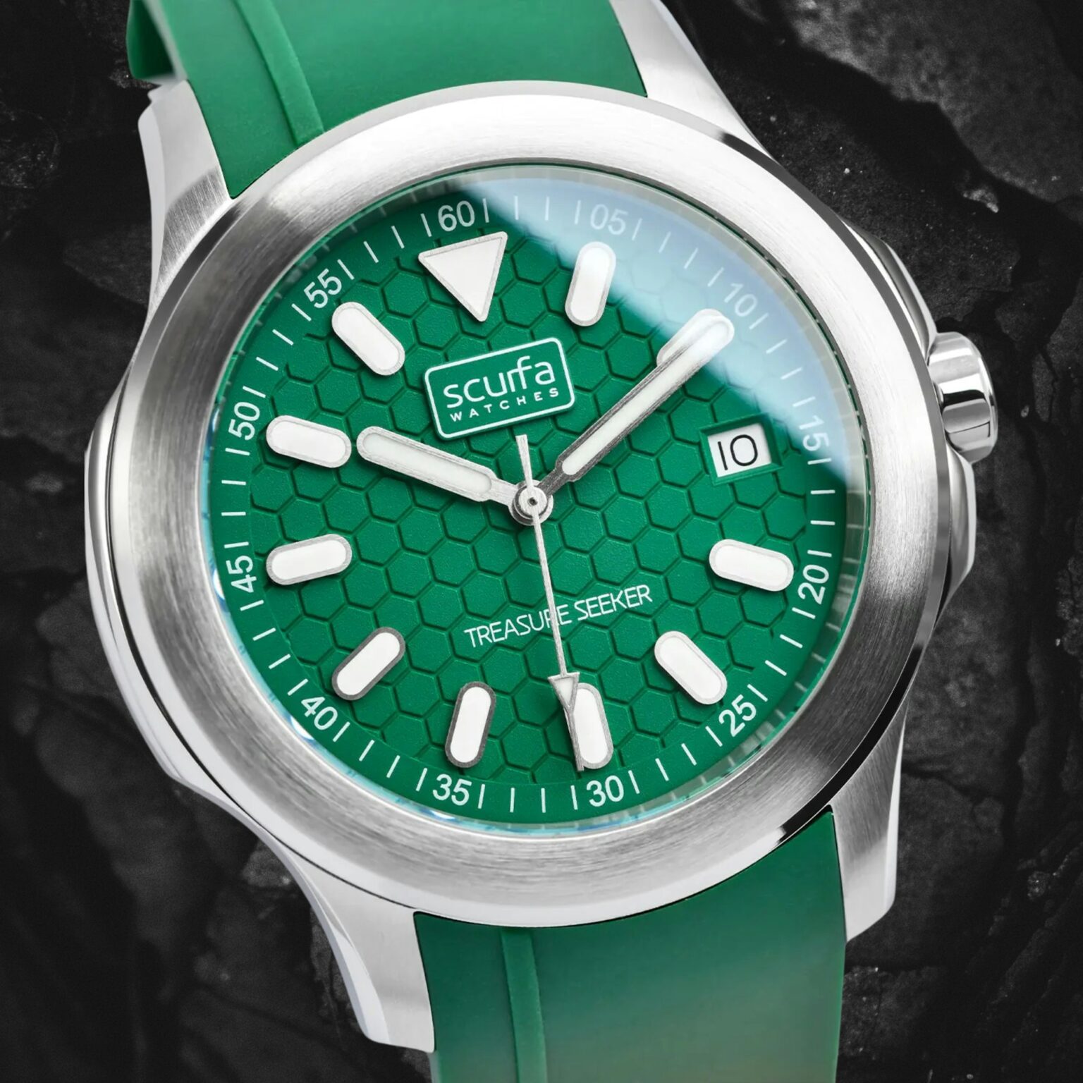 Scurfa Top Side Crew | Stainless Steel | Green Dial